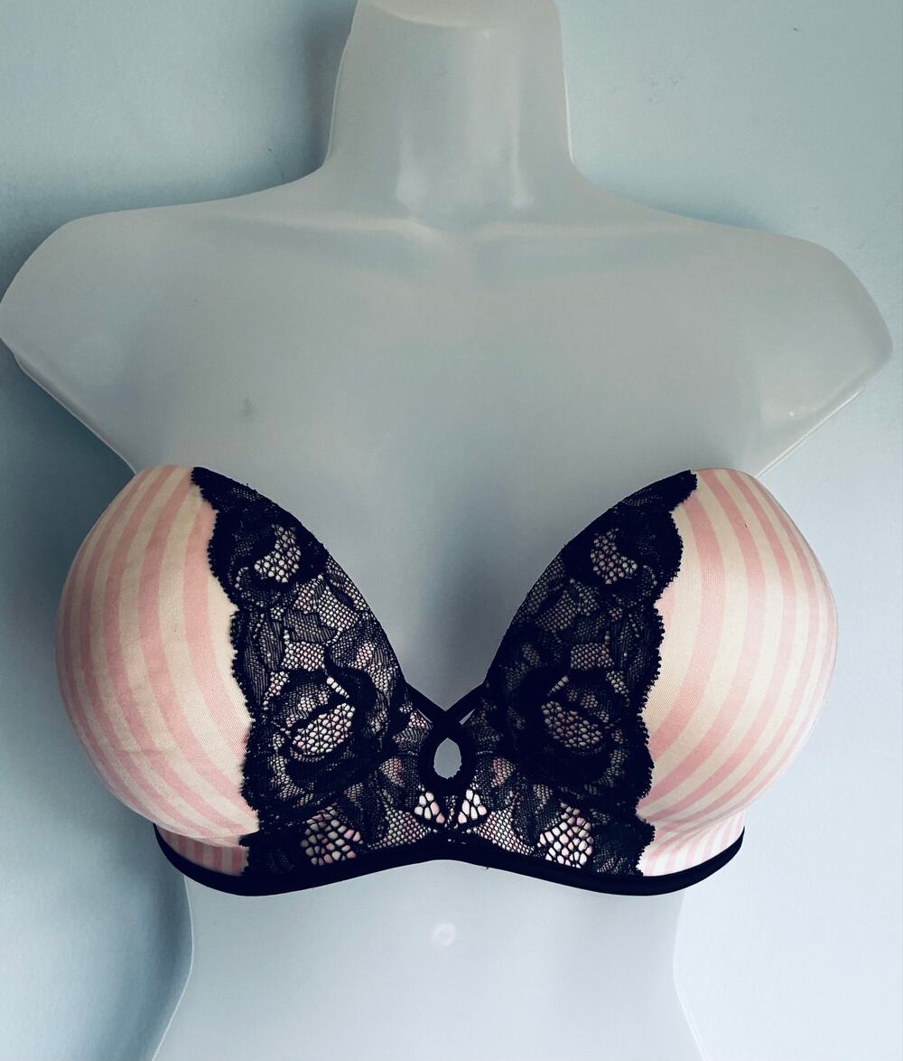Victoria's Secret Bombshell Strapless Bra Classic Stripe 36C Padded